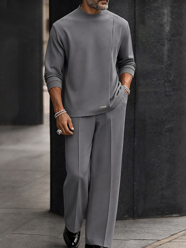 Smart Casual Pleated Design Top Pants Set