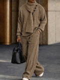 Modern 3-in-1 Detachable Scarf Top Pants Set