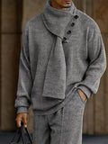 Modern 3-in-1 Detachable Scarf Top Pants Set