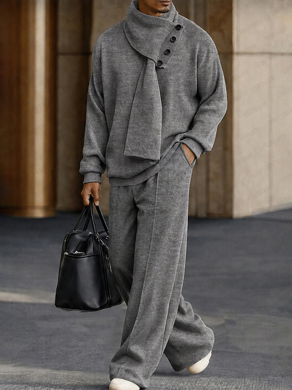 Modern 3-in-1 Detachable Scarf Top Pants Set