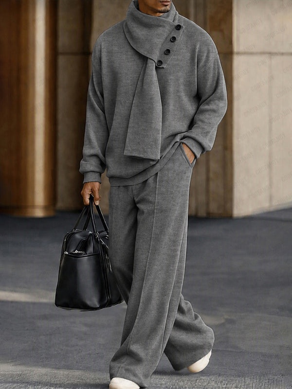 Modern 3-in-1 Detachable Scarf Top Pants Set