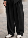 Minimalism Mandarin Collar Longline Top Pants Set
