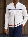 Sporty Contrast Color Jacket Pants Set