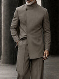 Smart Casual Mandarin Collar Suit Set