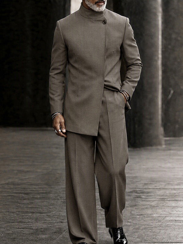Smart Casual Mandarin Collar Suit Set