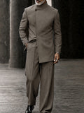 Smart Casual Mandarin Collar Suit Set