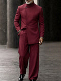 Smart Casual Mandarin Collar Suit Set