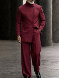 Smart Casual Mandarin Collar Suit Set
