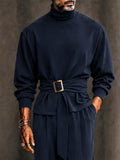 Minimalist Turtleneck Belted Matching Set