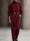 Minimalist Turtleneck Belted Matching Set