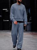 Casual Loose Button-Cuff Sweatshirt Set