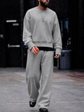Casual Loose Button-Cuff Sweatshirt Set