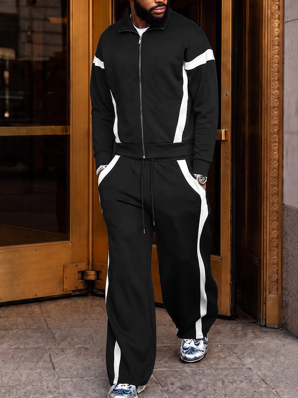 Streetwear Fashion Colorblock Jacket Pants Set