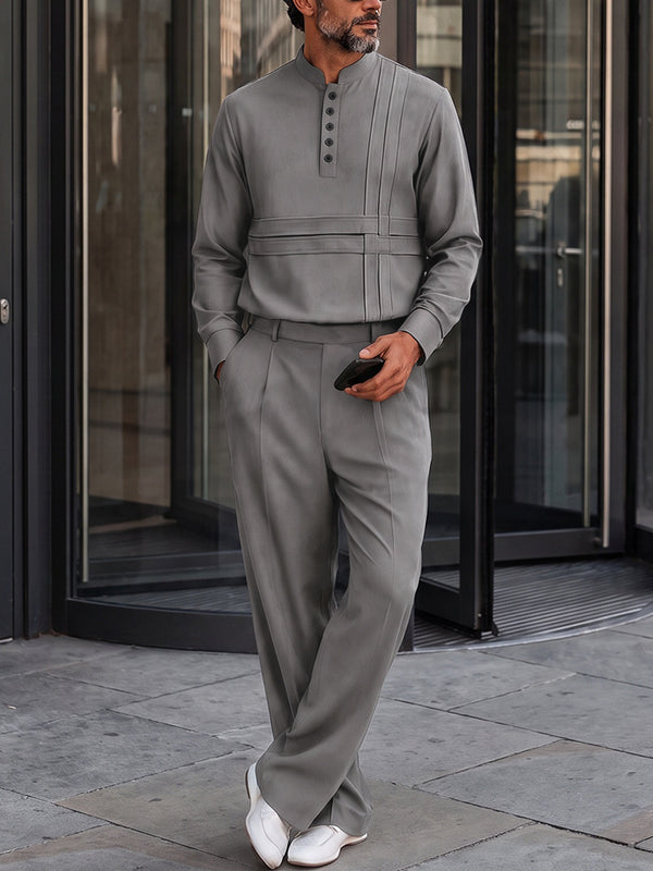 Urban Commuter Half-Button Shirt Pants Set