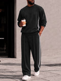 Athleisure Contrast Stripe Sweatshirt Pants Set