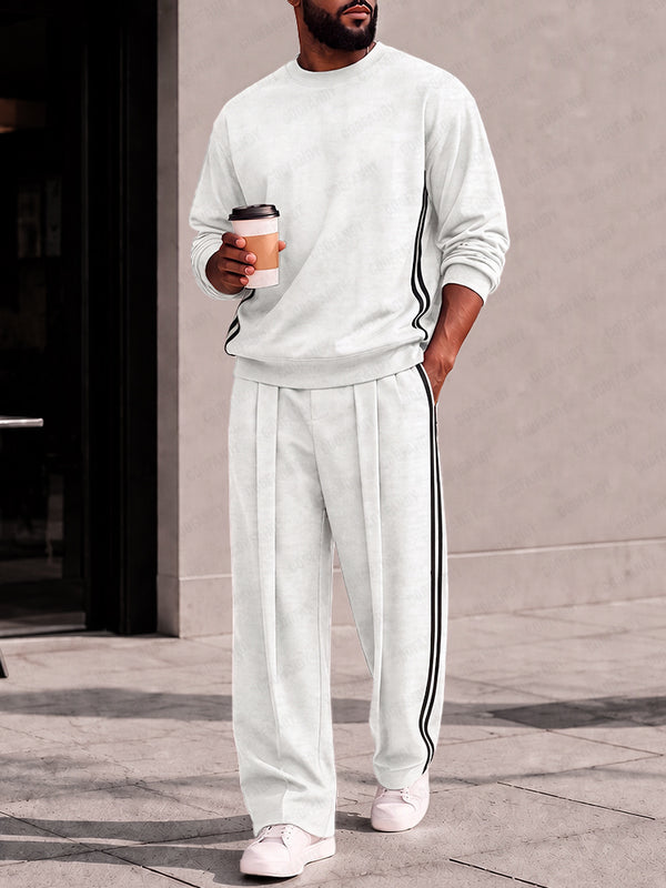 Athleisure Contrast Stripe Sweatshirt Pants Set