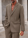 Smart Casual Slub Textured Blazer Pants Set