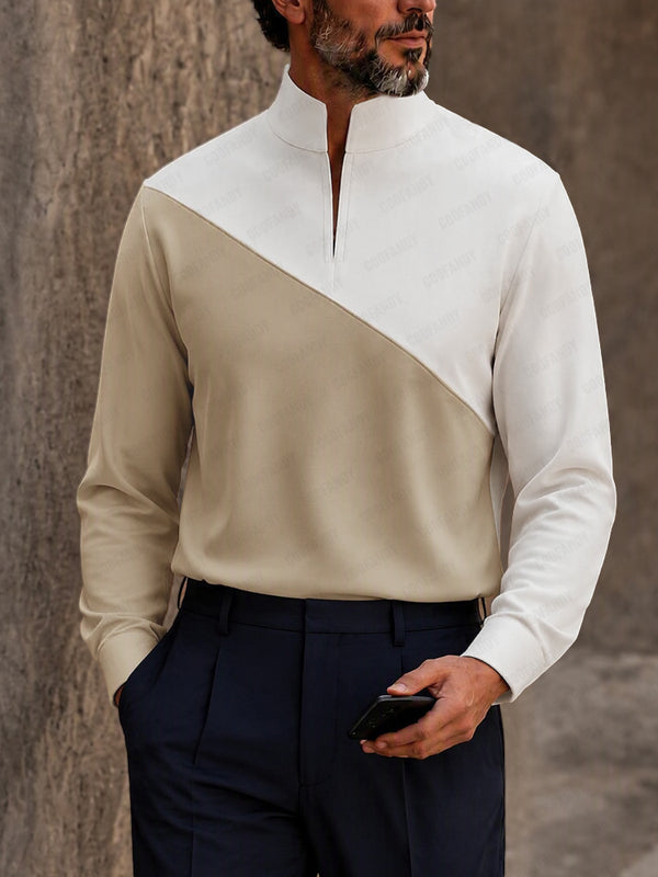 Urban Casual Contrast Color Long Sleeve Top