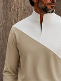 Urban Casual Contrast Color Long Sleeve Top