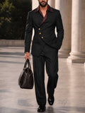 Smart Casual Contrast Lapel Blazer Pants Set