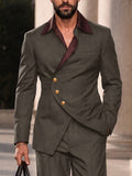 Smart Casual Contrast Lapel Blazer Pants Set