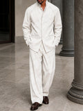 Smart Casual Hidden Placket Jacket Pants Set