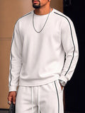 Casual Contrast Piping Sweatshirt Pants Set