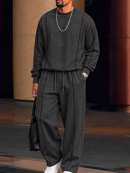 Men's Athleisure Contrast Line Sweatshirt & Pants Set – COOFANDY