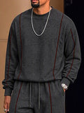 Athleisure Contrast Line Sweatshirt Pants Set