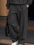 Athleisure Contrast Line Sweatshirt Pants Set