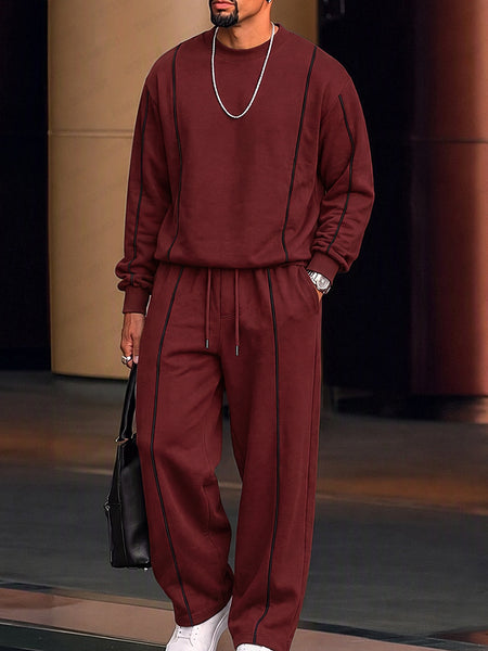 Men's Athleisure Contrast Line Sweatshirt & Pants Set – COOFANDY