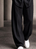 Casual Relaxed Fit Shoulder Pleats Shirt Set