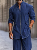 Modern Streetwear Zip-Up Jacket Pants Set
