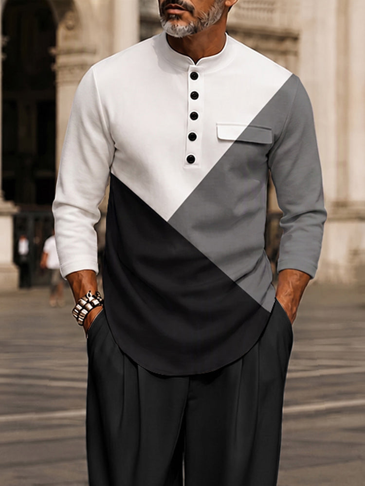 Modern Relaxed Fit Colorblock Shirt Set