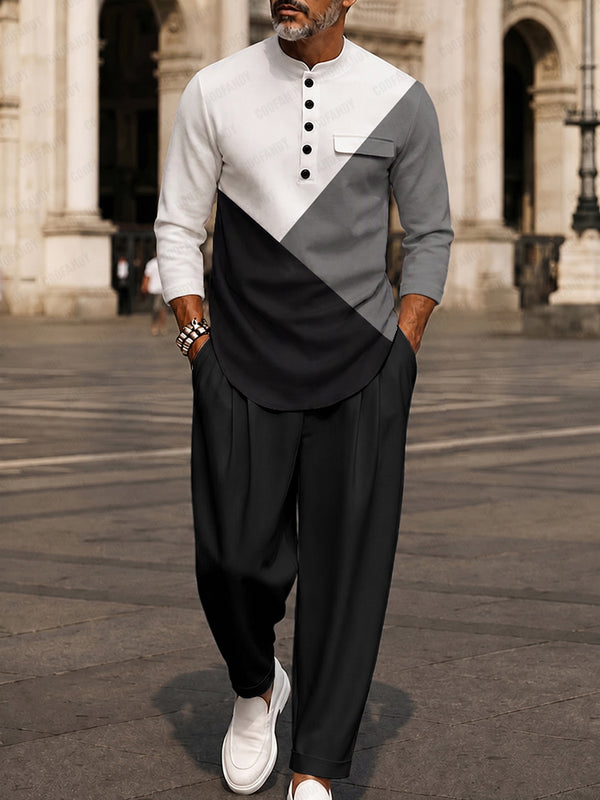 Modern Relaxed Fit Colorblock Shirt Set