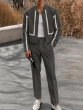 Urban Moto-Style Colorblock Jacket Pants Set