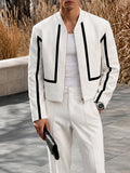 Urban Moto-Style Colorblock Jacket Pants Set