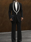 Elegant Contrast Shawl Collar Blazer Set