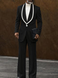 Elegant Contrast Shawl Collar Blazer Set