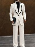 Elegant Contrast Shawl Collar Blazer Set