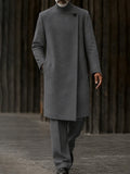 Minimalist Mandarin Collar Long Coat Pants Set