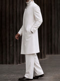 Minimalist Mandarin Collar Long Coat Pants Set