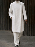 Minimalist Mandarin Collar Long Coat Pants Set