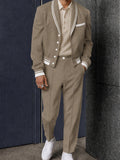Modern Contrast Piping Cropped Blazer Suit Set
