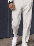 Modern Contrast Piping Cropped Blazer Suit Set
