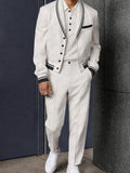 Modern Contrast Piping Cropped Blazer Suit Set