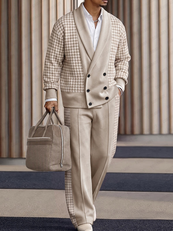 Quiet Luxury Houndstooth Splicing Matching Set