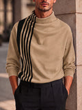 Casual Contrast Striped Mock Neck Top