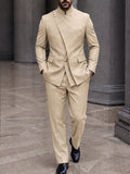 Sharp Tailored Mandarin Collar Blazer Set