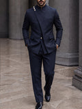Sharp Tailored Mandarin Collar Blazer Set